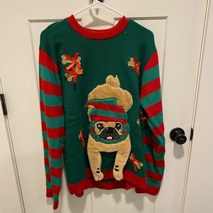 Pug Ugly Christmas Sweater Size XL